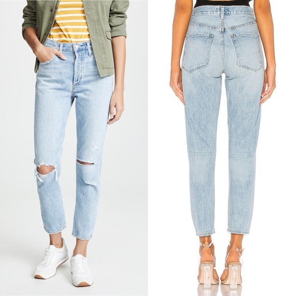 AGOLDE 90s High Rise Distressed Light Wash Denim Button Fly Straight Leg Jean 26 - Picture 12 of 14